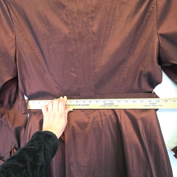 Samuel Dong Coat Women L Brown Metallic Ruffle Steampunk Satin Gothic Vintage - Picture 13 of 16